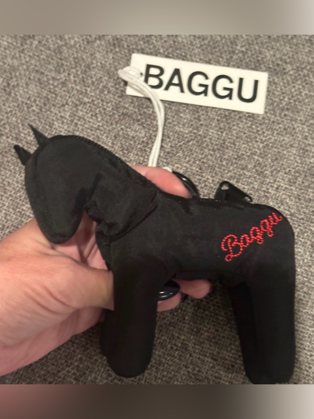 NWT BAGGU black horse with red embroidered horse bag charm / NEW - Picture 5 of 16